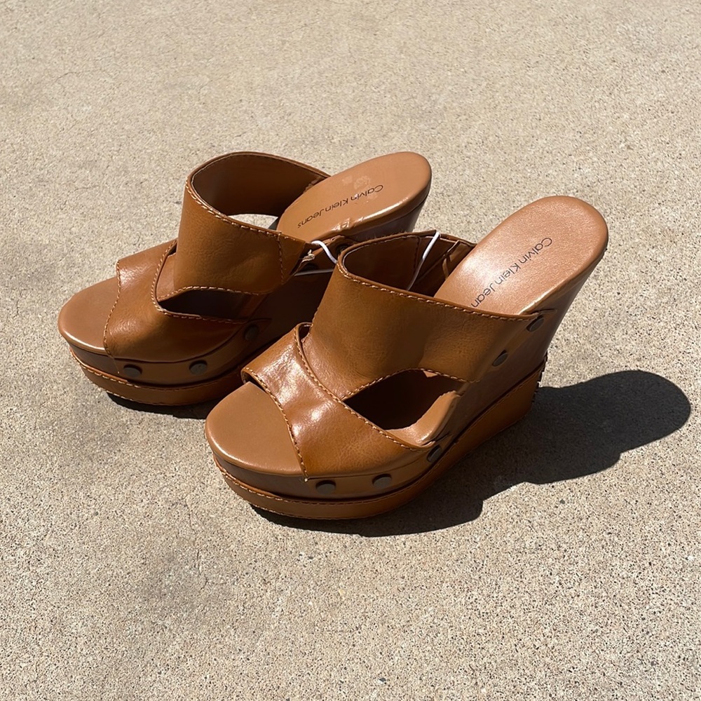 Calvin Klein leather wedges Womens 6 1/2